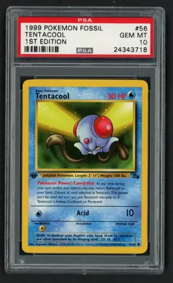 ***PSA 10 Tentacool 1st Edition Fossil #56*** Pokemon Kid Icarus - Image 1