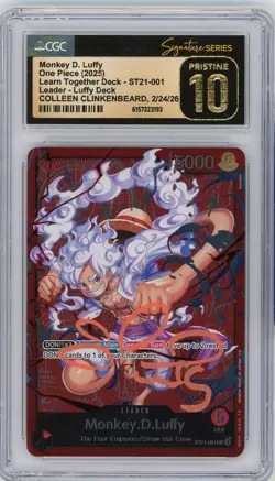 CGC Pristine 10 Colleen Clinkenbeard Signed Monkey.D.Luffy (Luffy Deck) ST21-001 - Image 1