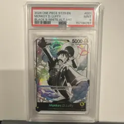 2026 ONE PIECE ST29-EGGHEAD #001 MONKEY D. LUFFY PSA 9 Alt Art Black & White - Image 1