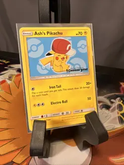 Pokemon TCG Sun & Moon Black Star Promo Card Ash's Pikachu SM113 Lightly Played - Image 1