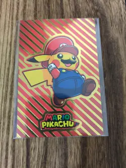 Mario Pikachu Gold Holo Pokemon 2024 Card Database Merry Christmas Peru - Image 1