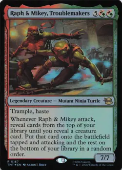 Raph & Mikey, Troublemakers 0167 Teenage Mutant Ninja Turtles MTG Foil NM/M - Image 1