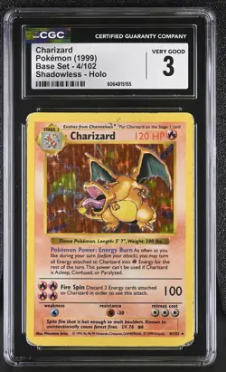 CGC 3 Charizard 1999 Base Set 4/102 Shadowless Holo Pokemon Card - Image 1