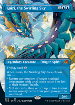 MTG Kairi, the Swirling Sky - Foil - Borderless, Kamigawa: Neon Dynasty, Lightly - Image 1