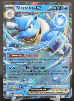 Pokemon Blastoise ex #009/165 English Scarlet & Violet 151 Double Rare - Image 1