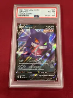 GRADED PSA 8 2021 Pokemon SWSH Gengar V Fusion Strike #156 - Image 1