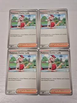 4x Pokemon Center Lady 123/132 Playset Pokemon TCG Deck Building Mega Evolution - Image 1
