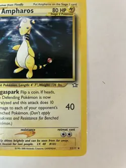 Pokemon TCG Ampharos Neo Genesis 1/111 Holo Unlimited Holo Rare - Image 3