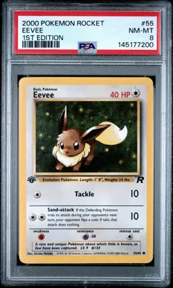 2000 POKEMON ROCKET 1ST EDITION #55 EEVEE PSA 8 - Image 1