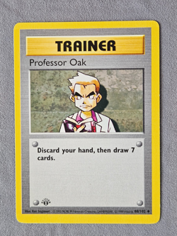 Professor Oak 88/102 GRAY GREY STAMP 1st Edition Pokemon Base Set - Image 1