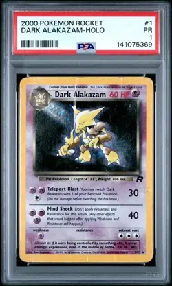 DARK ALAKAZAM Team Rocket Holo Rare #1 PSA 1 Vintage Pokemon - Image 1