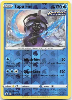 TAPU FINI 040/198 Chilling Reign Pokemon Reverse Holo Rare Near Mint - Image 1