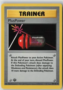 PlusPower 84/102 Uncommon Base Set Shadowless Pokemon 1st Edition MP - Image 1