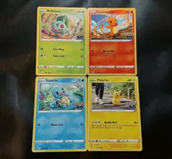 Pikachu Charmander Squirtle Bulbasaur Pokemon Go Cards Kanto Starter Set NM - Image 1