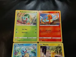 Pikachu Charmander Squirtle Bulbasaur Pokemon Go Cards Kanto Starter Set NM - Image 2