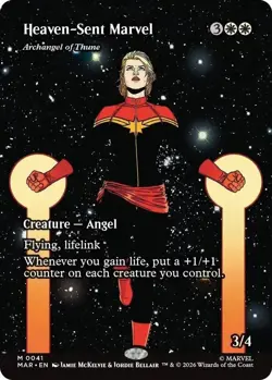 Heaven-Sent Marvel (Borderless) - MAR 0041 - NM - MTG Archangel of Thune - Image 1