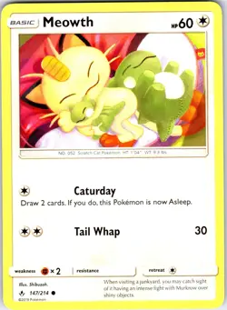Meowth 147/214 Common Unbroken Bonds Pokemon Near Mint - Image 1