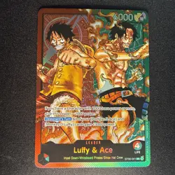 Bandai One Piece Card Game Luffy & Ace Leader ST30-001 Holo English - Image 1