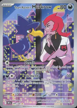 Pokemon Team Rocket's Murkrow 200/182 Illustration Rare Destined Rivals Holo NM - Image 1