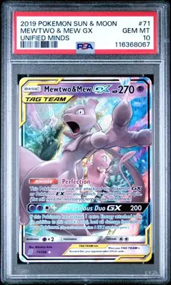 Pokemon Mewtwo & Mew GX Unified Minds #71 PSA 10 Gem Mint - Image 1