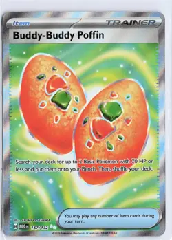 Buddy-Buddy Poffin 167/132 Ultra Rare Mega Evolution Pokemon Near Mint - Image 1