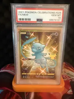 Mew 025/025 PSA 10 GEM MINT Pokemon Celebrations Full Art Gold Shiny 2021 - Image 1