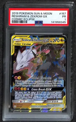 Pokemon Reshiram & Zekrom GX 157/236 PSA 1 - Image 1