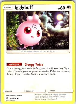Igglybuff 168/236 Uncommon Cosmic Eclipse Pokemon Near Mint - Image 1