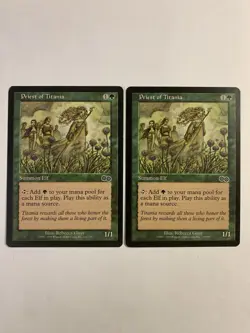 2X SP/MP MTG Magic The Gathering Priest of Titania Urza's Saga Green Common Card - Image 1