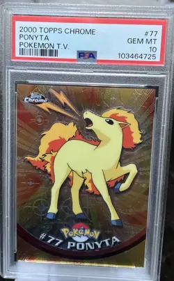 PONYTA Pokemon 2000 Topps Chrome PSA 10 Gem Mint 🔥 #77 Pokemon T.V. TTF! - Image 1