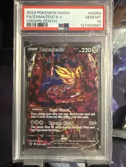 POKEMON 2023 Crown Zenith Full Art ZAMAZENTA V #GG54 PSA 10 Gem Mint RARE 2 - Image 1