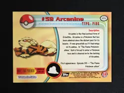 Arcanine #59 - Topps Series TV Animation Pokemon 1999 Black Logo Non Holo - Image 2