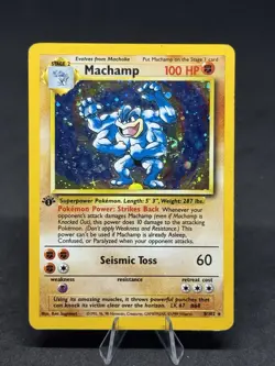 Pokemon TCG Machamp Base Set 8/102 Unlimited Cosmos Holo SWIRL - Image 1