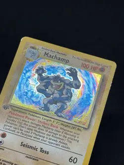 Pokemon TCG Machamp Base Set 8/102 Unlimited Cosmos Holo SWIRL - Image 2