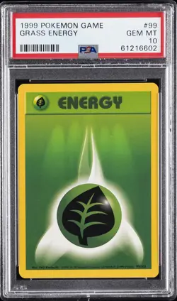 1999 POKEMON BASE SET UNLIMITED #99 GRASS ENERGY PSA 10 - Image 1