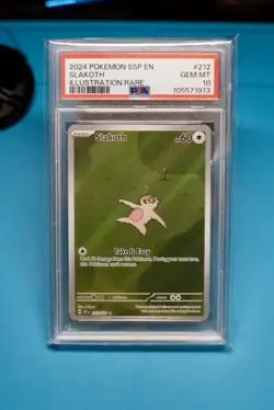 2024 Pokemon SSP en Surging Sparks Illustration #212 Slakoth PSA 10 - Image 1