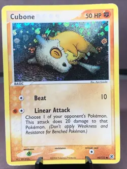 Pokemon TCG Cubone 60/112 EX FireRed & LeafGreen Reverse Holo Rare VTG 2004 - Image 1