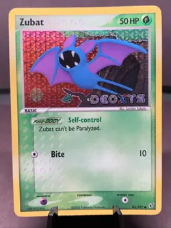 Pokemon TCG Zubat 83/107 EX Deoxys Stamped Reverse Holo VTG 2005 MP-/HP+ Crease - Image 1