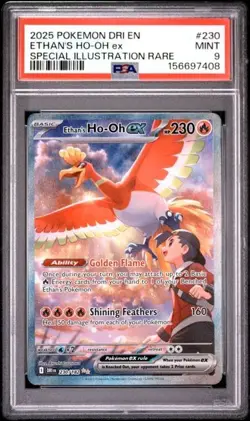 2025 POKEMON DESTINED RIVALS SPECIAL ILLUSTRATION RARE ETHAN'S HO-OH EX PSA 9 - Image 1