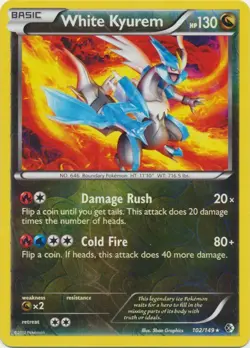 White Kyurem 102/149 Pokemon TCG Boundaries Crossed Reverse Holo Lightly Played - Image 1