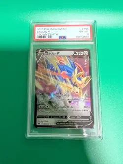 2023 POKEMON SWORD & SHIELD CROWN ZENITH #095 ZACIAN V PSA 8 - Image 1