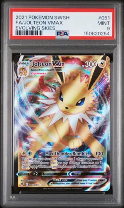 2021 POKEMON SWORD & SHIELD EVOLVING SKIES #051 FULL ART/JOLTEON VMAX PSA 9 - Image 1