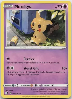 Pokemon Mimikyu Rare 080/196 Lost Origin LP Ligton - Image 1