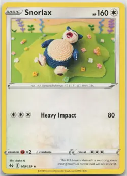 Pokemon Snorlax Rare 109/159 Crown Zenith LP Ito - Image 1