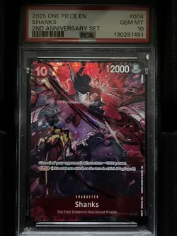 2025 One Piece 2nd Anniversary OP09-004 Shanks English Promo Card PSA 10 💎 - Image 1