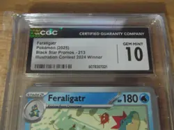 POKEMON CGC 10 GEM MINT FERALIGATR ILLUSTRATION CONTEST WINNER 2024 #213 PROMO - Image 2