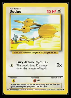 Doduo 48/102 Common Base Set Pokemon Card - Image 1