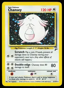 Chansey 3/130 Holo Rare Base Set 2 Pokemon Card - Image 1