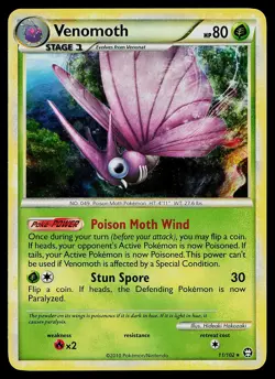 Pokemon Card - Venomoth HGSS Triumphant 11/102 Holo Rare - Image 1