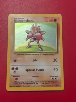 Pokemon TCG Base Set Holo Hitmonchan Card 7/102 HP Condition - Image 3